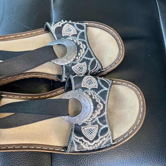 Rieker Shoes Womens Size 9 Embroidered Slip On Sandals Comfort Slingback 40 - Picture 4 of 7